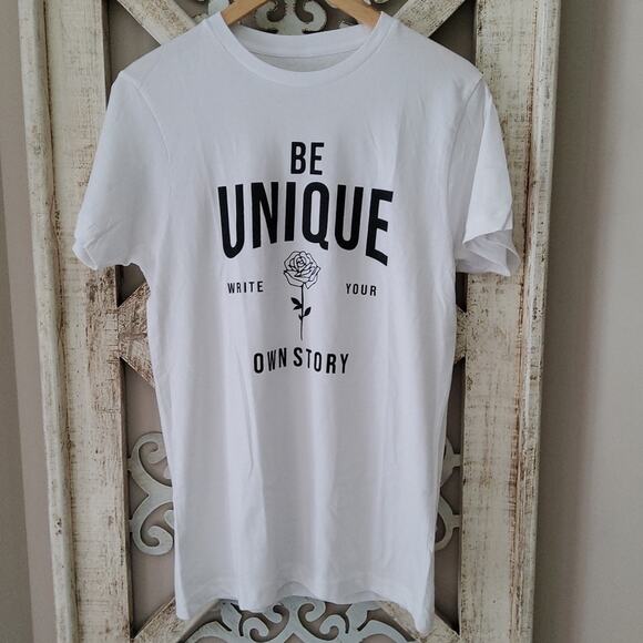 Women's Premium Preshrunk Ring Spun Graphic Cotton Tee T-Shirt Be Unique White - Picture 2 of 4